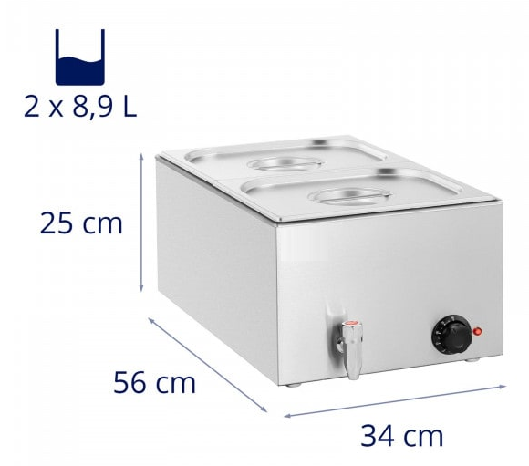 Bain-marie avec robinet de vidange 2 bacs gn 1/2_2