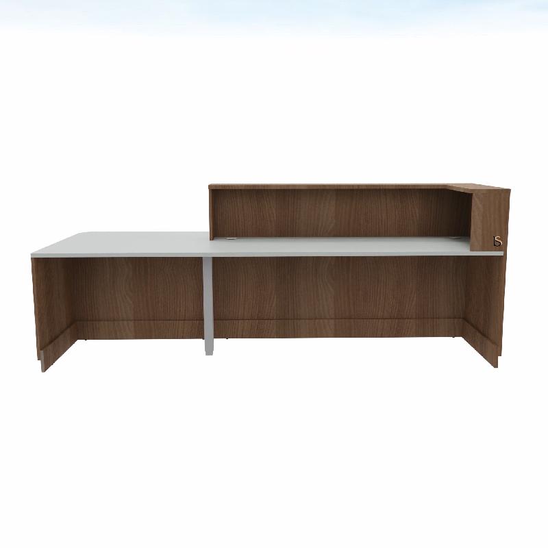 Bureau d'accueil mixte avec PMR Delta Plus - Mobel Linea - Droite, Acacia foncé, 282_3