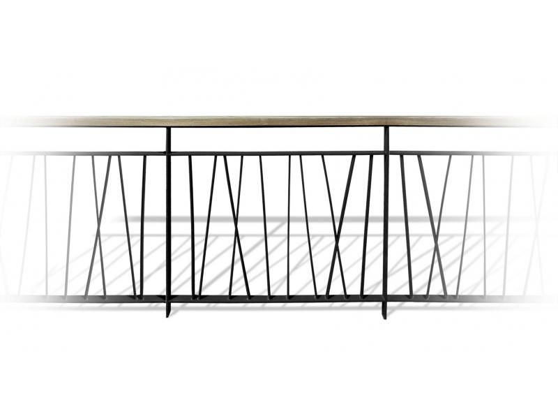 GC3413 Barrières urbaines Urban'NT - en acier avec montants en fer plat et main courante en bois exotique_2