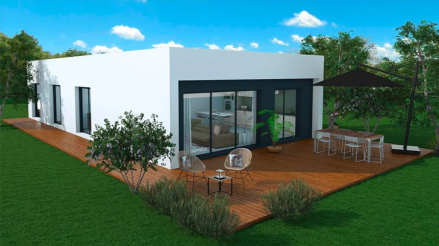 Maison à ossature en bois plain-pied zoom 4 / surface habitable 106 m² / surface brute 124 m² / 4 pièces / toit plat_3