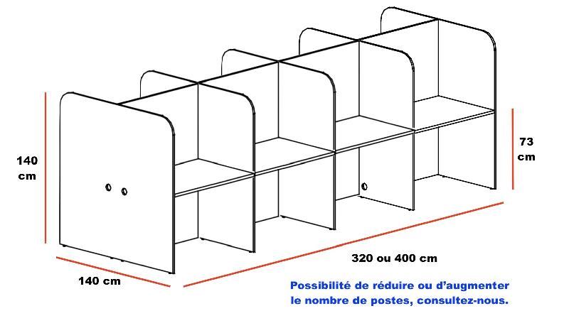 Bureaux call center version droite avec séparation en bois - Mobel Linea - Blanc, 80_2