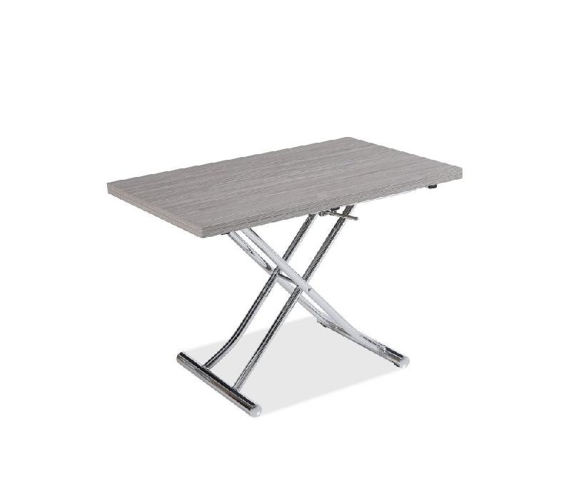 Table basse relevable extensible Trendy - Chêne gris/mélaminé, pied chromé - Dimensions 110 x 70/140 cm_2