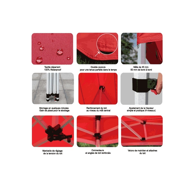 Tente pop up publicitaire Premium Pro+ - Impression HD sur textile 100 % waterproof - Structure aluminium renforcée_2