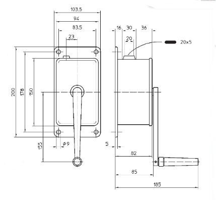 Treuil manuel robuste en aluminium pour charges jusqu'à 100 kg