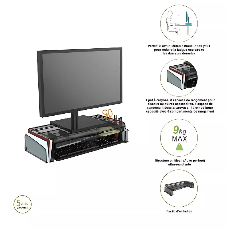 Support écran et organiseur noir_2