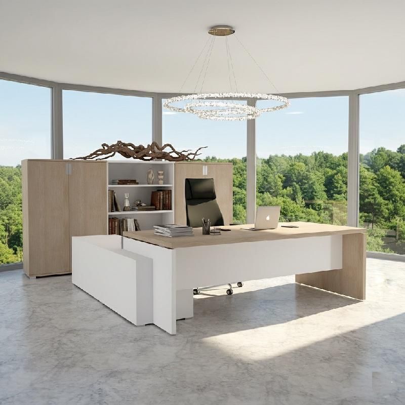 Bureau Bi-colore TAK avec rangement intégré - Mobel Linea - 185, Acacia clair, Droite_2