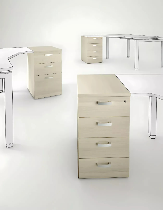 Bureau d'angle compact piètement métal avec caisson hauteur bureau So Borox_2