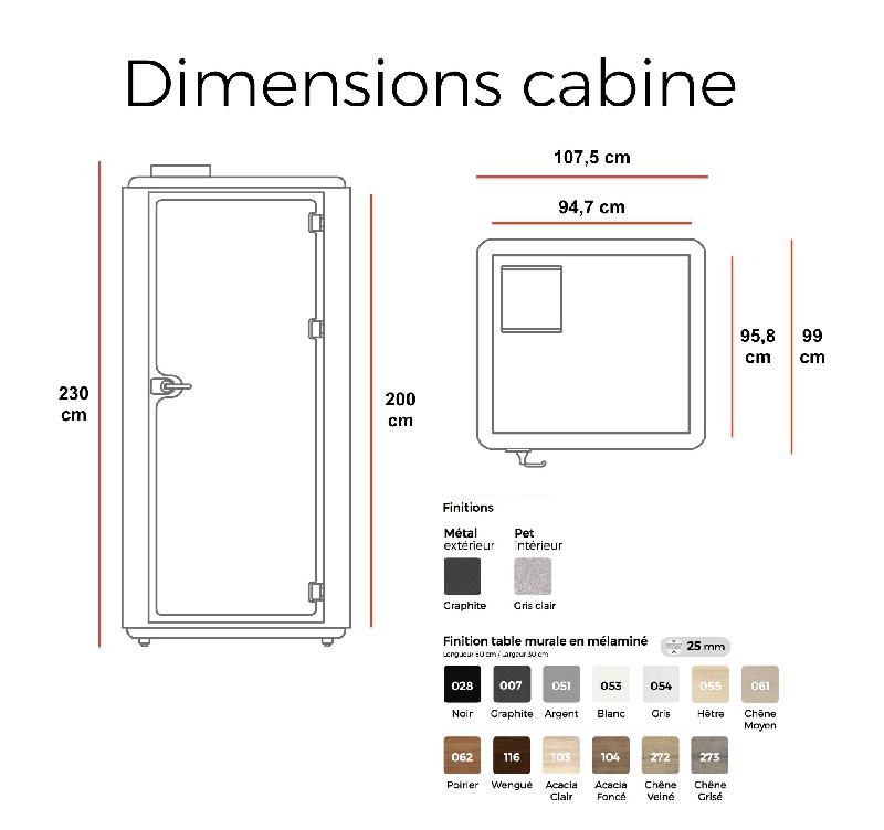 Cabinet acoustique 1 personne Domus - Mobel Linea - Chêne moyen , Gris anthracite , Gris_2