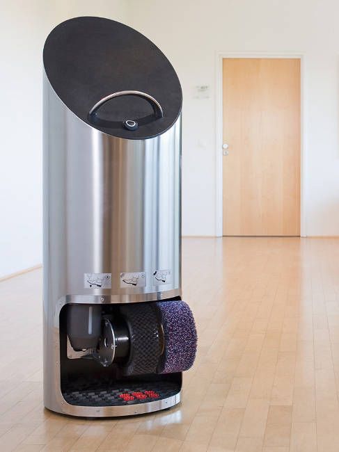 Cireuse à chaussures cuir - Acier inox brossé avec miroir en cuir nubuck noir - Modèles à 2 ou 3 brosses_2