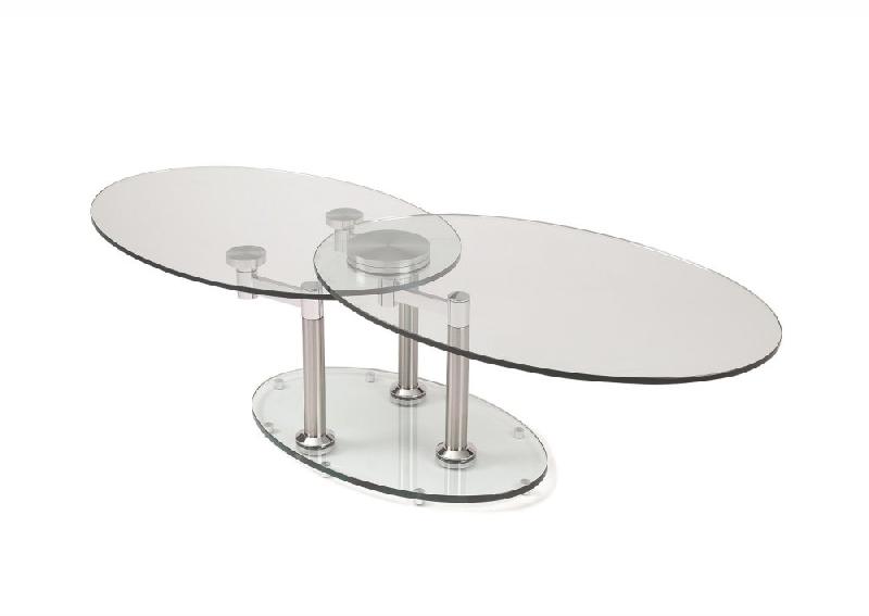 Table basse double chrome - plateaux pivotants en verre trempé et structure en acier inoxydable_2