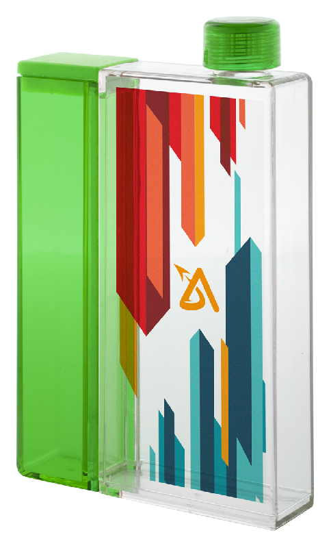 Gourde rectangulaire en plastique transparent - Réservoir amovible - 320 ml / 125 ml - Couleur vert_2