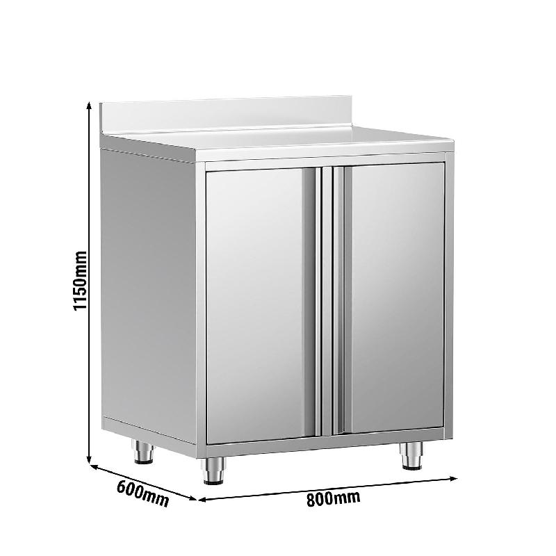 Meuble inox pour machine à café - 800 x 600 mm - Étagère réglable - 2 compartiments_2