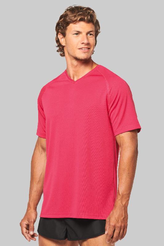 T-shirt de sport manches courtes col V homme - PROACT - 100% polyester, séchage rapide - Réf: PA476_2