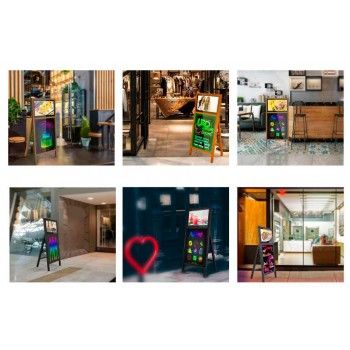 Totem publicitaire LED chevalet - B-led YGADMA04BW-M - écran 21,5'', tableau rétroéclairé et batterie 8h_2