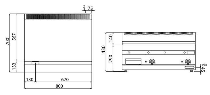 Plaque de cuisson électrique - 7,1 kW - Lisse - Incluant un socle avec 2 portes  - Mario 700 | GGM -EGK873M-GK866T_2