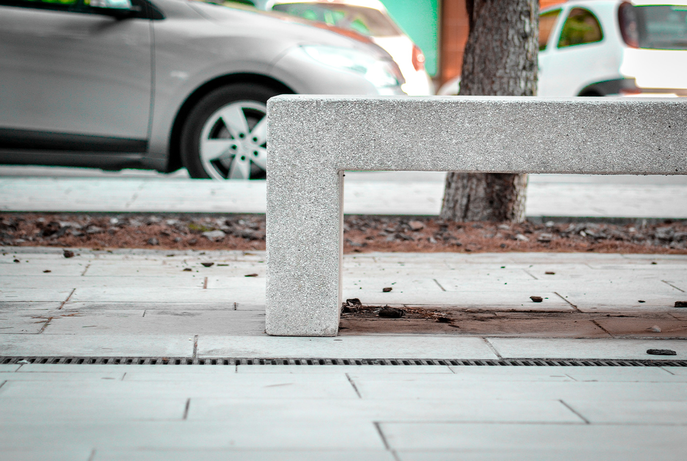 Banc public Volga UM369 - béton préfabriqué blanc granite lisse_2