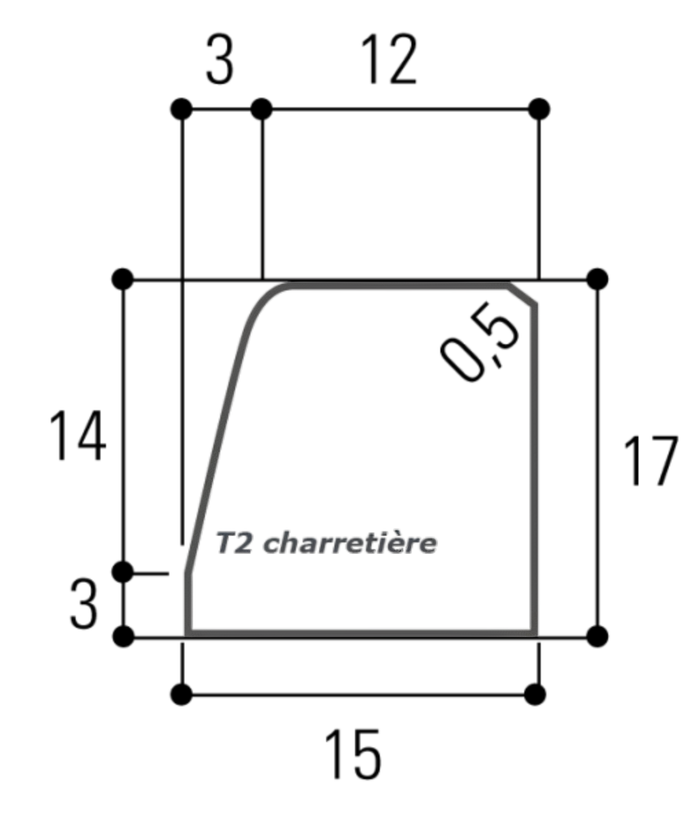 Bordure T2 biaise 100 cm