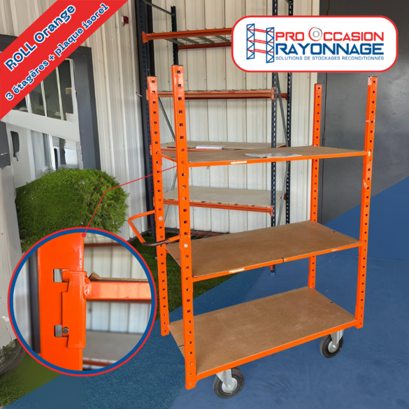 Chariot de rangement modulable - 3 étagères - Roll Orange_2