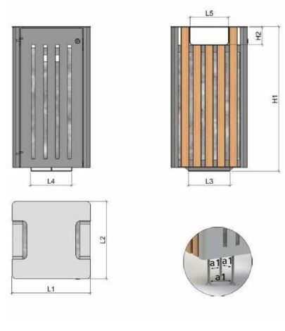 Serena - corbeille cendrier - square - acier galvanisé_2