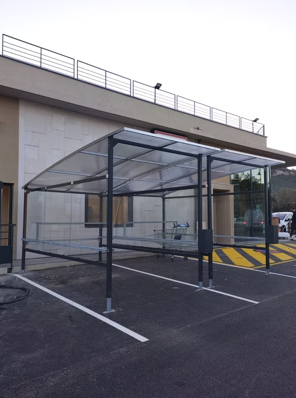 Abri pour chariot à toiture convexe en acier ou bois - Profondeur 4350mm x l2330mm x h2555mm - EVO 2 - Le temple du mobilier_2
