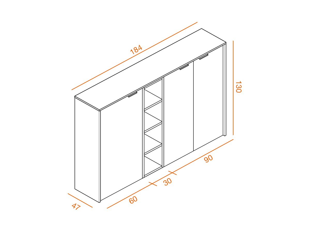 Armoire mi-haute portes battantes en verre marbré cilla c4 l184 x h130 cm_2