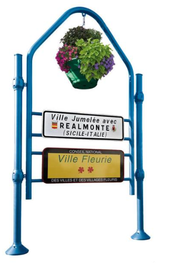 Panneau entrée de ville Province - 3140 mm hauteur - 1722 mm largeur - 4 pommeaux au choix - Structure en tube acier Ø 76 et 60 mm - Coloris au choix selon RAL_2