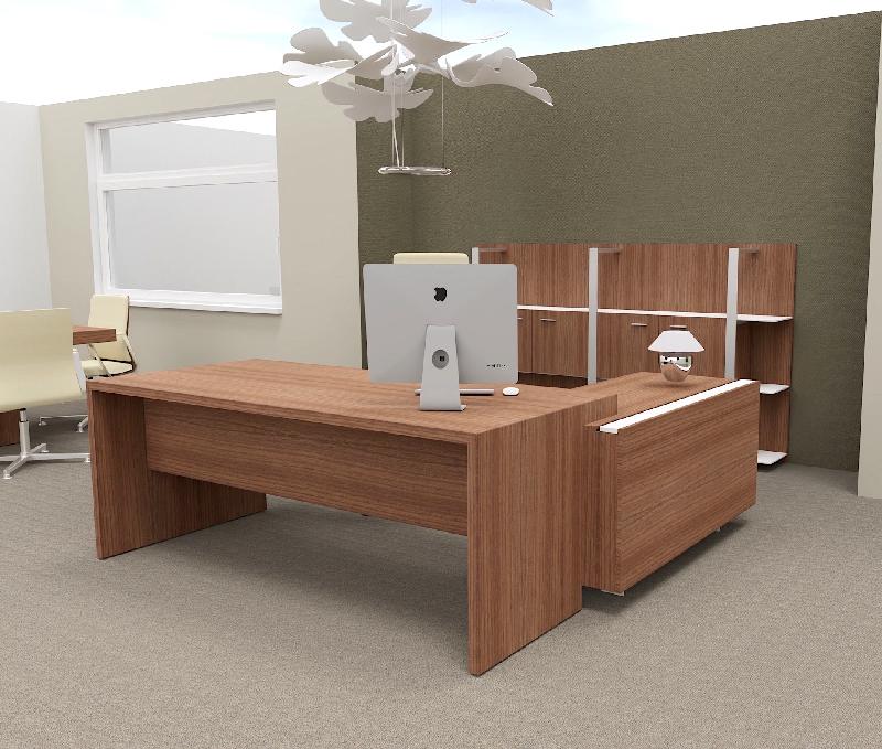 Bureau d'angle T45 avec desserte - Quadrifoglio - 212, Gauche, Noyer Canaletto_2