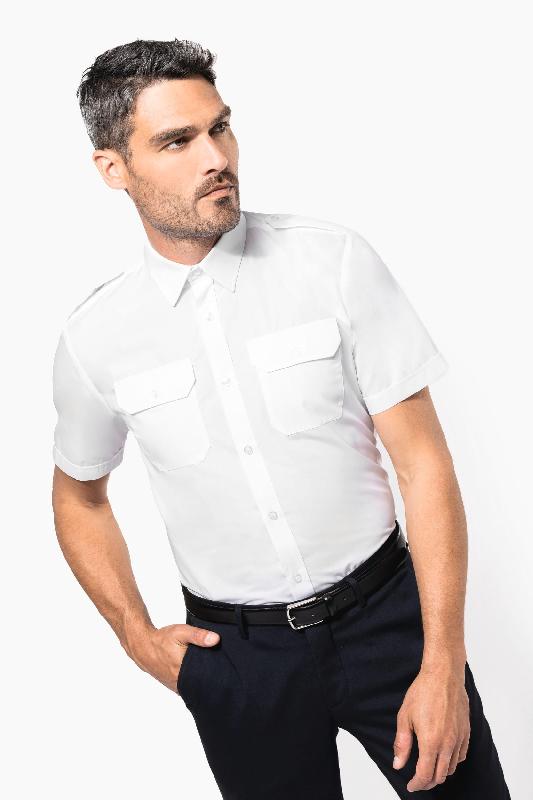 Chemise pilote manches courtes homme - Réf: K503 - Kariban - Tissu popeline 65% polyester/35% coton - Easy Care_2