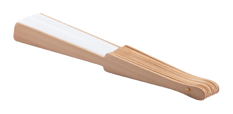 Éventail en polyester RPET - livré avec boîte en papier kraft - couleur blanche - poids 40g_2