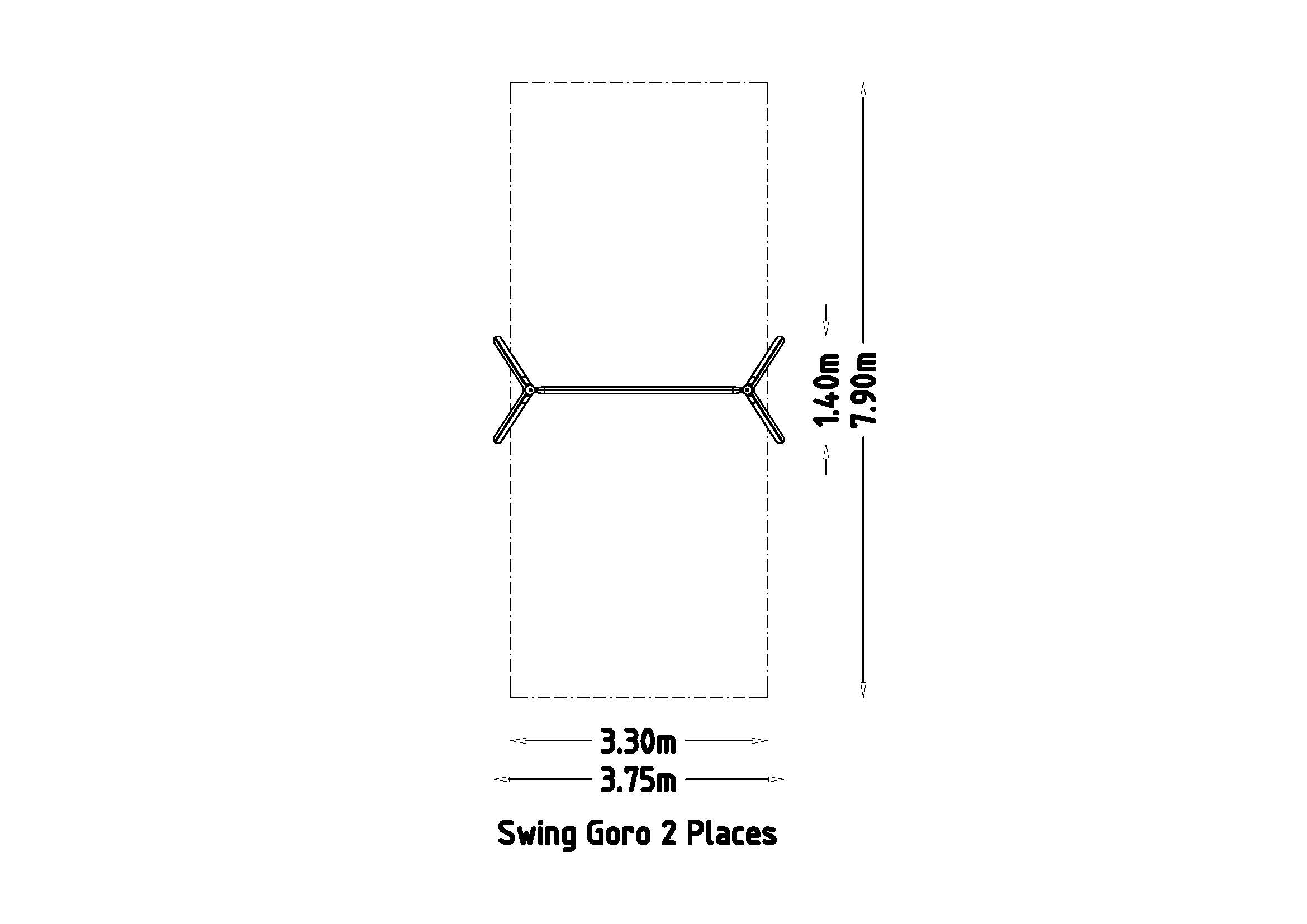 Balançoire Goro 2 places - Brun et galvanisé pour aires de jeux - Fondation à enterrer - réf 8051036 - Hags_2