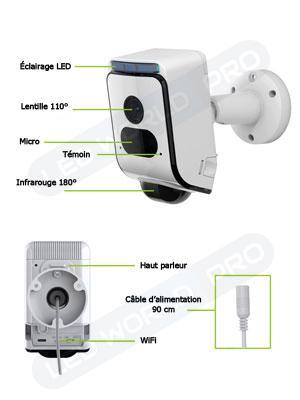 Pack de 2 caméras intérieures/extérieures avec projecteur - 1080p HD - WiFi - détecteur de mouvement PIR 180° - vision nocturne - lentille 110° - IP66 - 15,75 x 12,95 x 7,87 cm_2