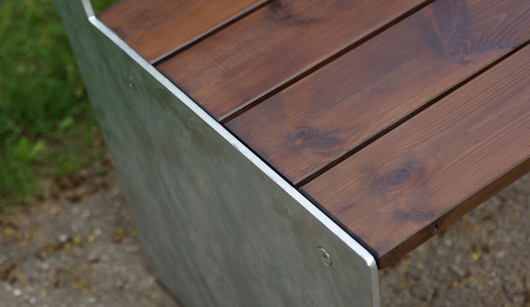 Banc public et méridienne Riga - châssis renforcé 8mm - acier galvanisé ou polyester - pin ou mélèze - 180cm_3