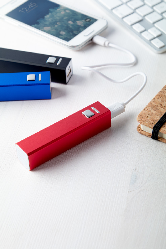 Power bank en aluminium - 2200 mAh - câble micro USB inclus - couleur rouge_2