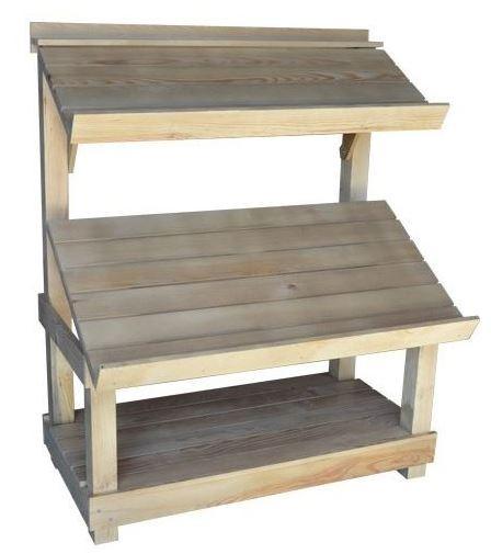 Présentoir fruits et légumes bois - 2 niveaux inclinables - bois massif sapin_2