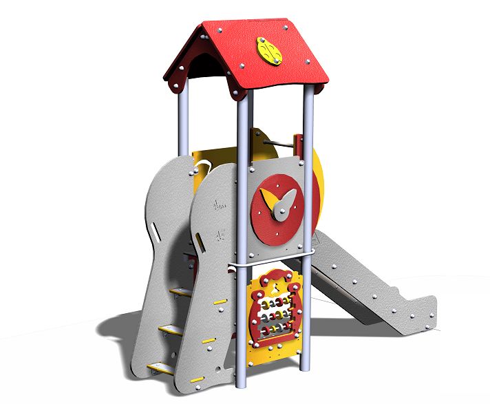 Structure de jeux inox - 1 tour gamme Alpha AL10901I pour enfants de 2 à 7 ans_2