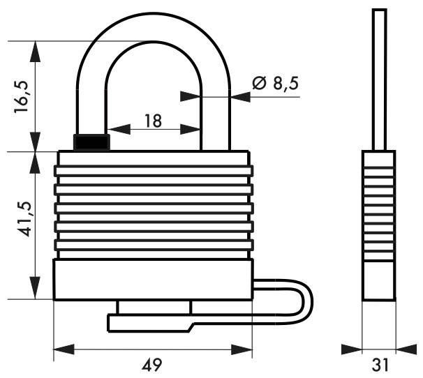 Cadenas à clé Bumper 45 mm - Jaune - Corps acier zingué gainé PVC - Marque Thirard - Réf. 00002842_2