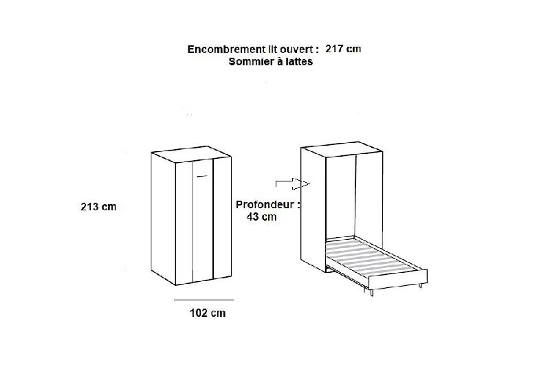 Lit escamotable VANIER - Décor chêne - Couchage 90 x 200 cm - Faible profondeur pour gain de place_2