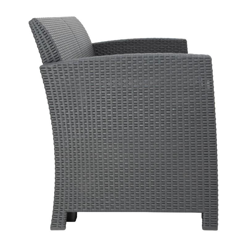 Ensemble fauteuils et table en rotin PP gris | Bolero - DR309_2