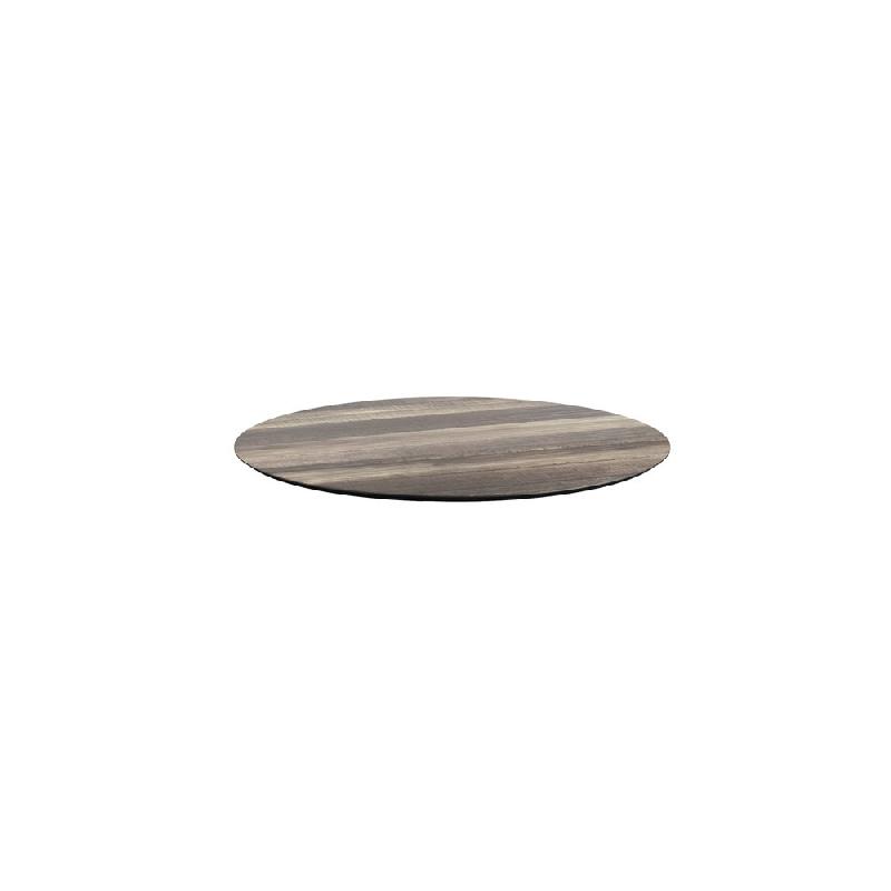 Infinity mange-debout avec piètement blanc + plateau HPL Tropical Wood Ø70 cm_2