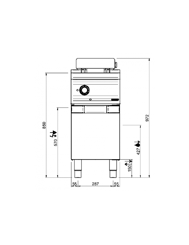 Friteuse électrique - 18 Litres sur placard - 1 bac - Acier inoxydable AISI 304 - MBM_2