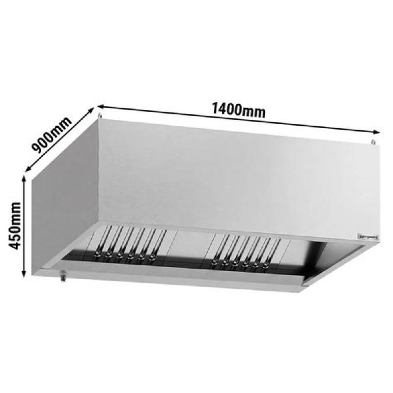 Hotte caisson inox statique 1m40 avec filtre et éclairage | Profondeur 900 mm_2