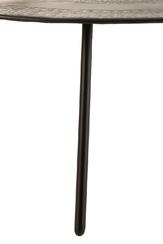 Table basse ronde Mistie en aluminium noir - Design élégant avec plateau à motifs - Diamètre 92 cm_2