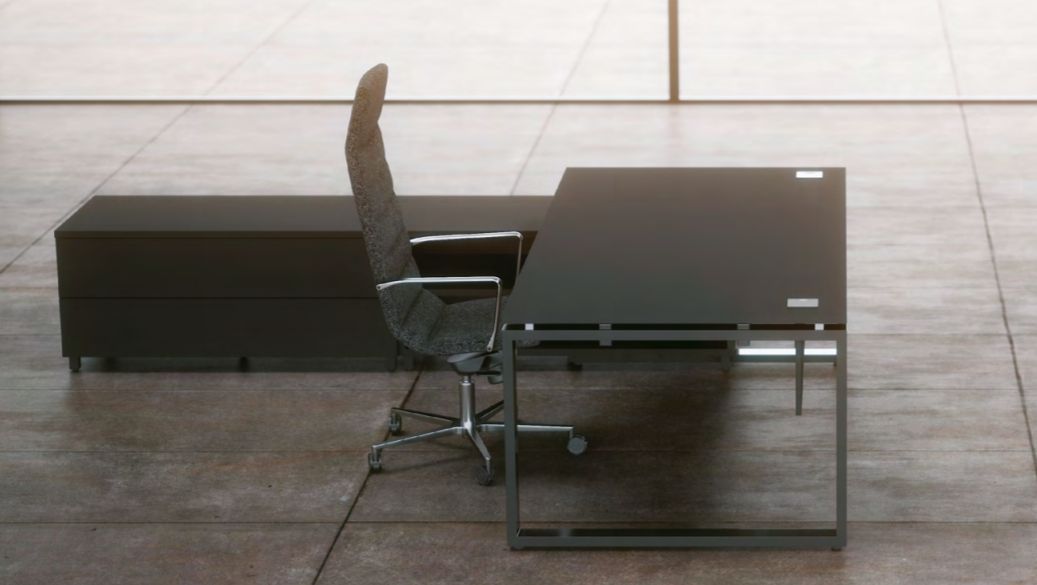 Bureau de direction design contemporain - structure avec pied ouvert et plan de travail épuré - PRESTIGE_2