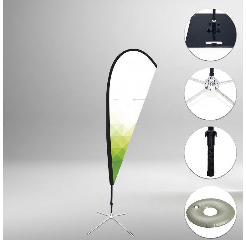 Drapeau goutte renforcé en carbone - Impression + structure + base plaque/carré 10 kg - Référence: GOUTTE-M_2