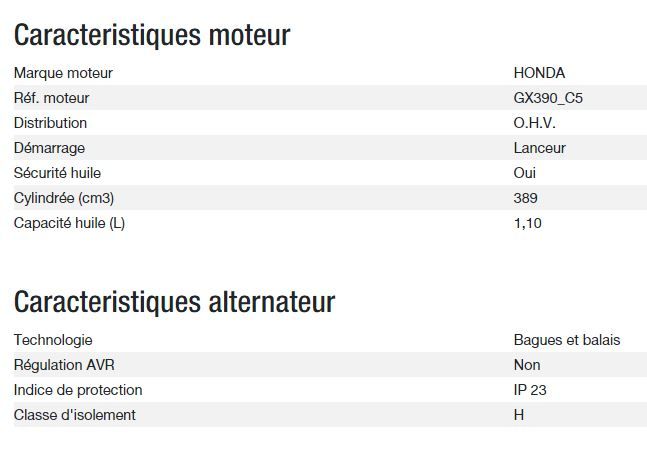 Power HXC 7500 T C5 - Groupe électrogène INTENS Kohler - Puissance max 5,70 kW - 50 Hz_2