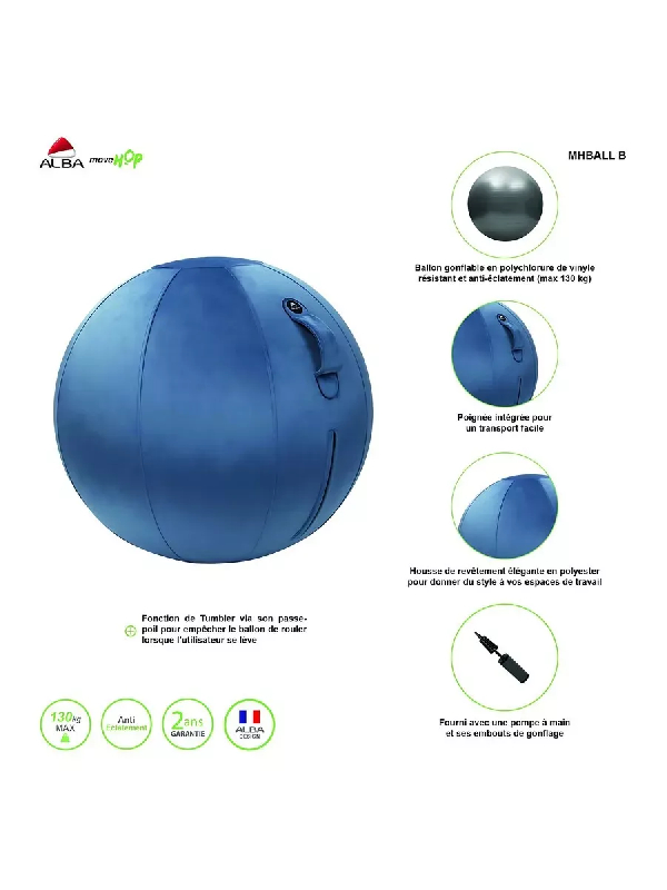 Ballon ergonomique ERGOBALL bleu prestige_2