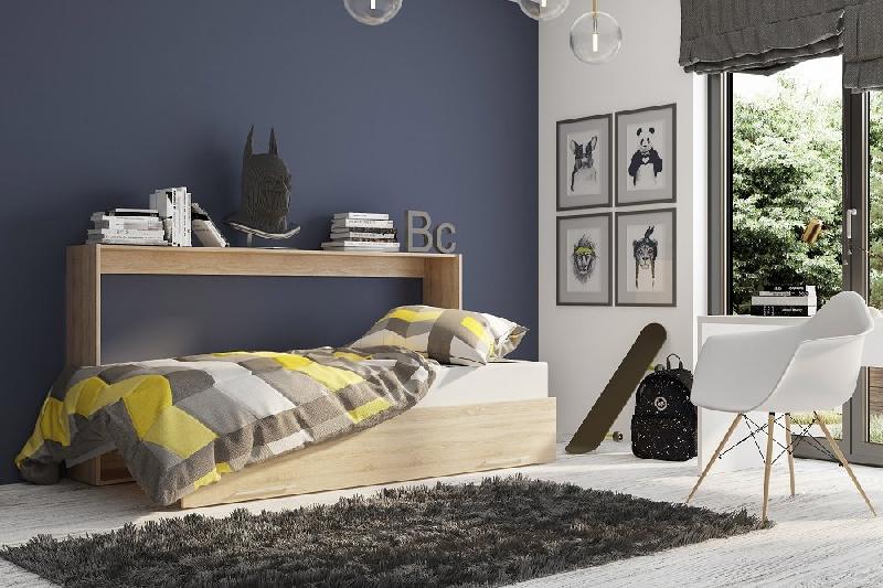 Armoire lit escamotable Vertigo - Chêne naturel - Couchage 90x200 cm - Ouverture assistée - Sommier à lattes_2