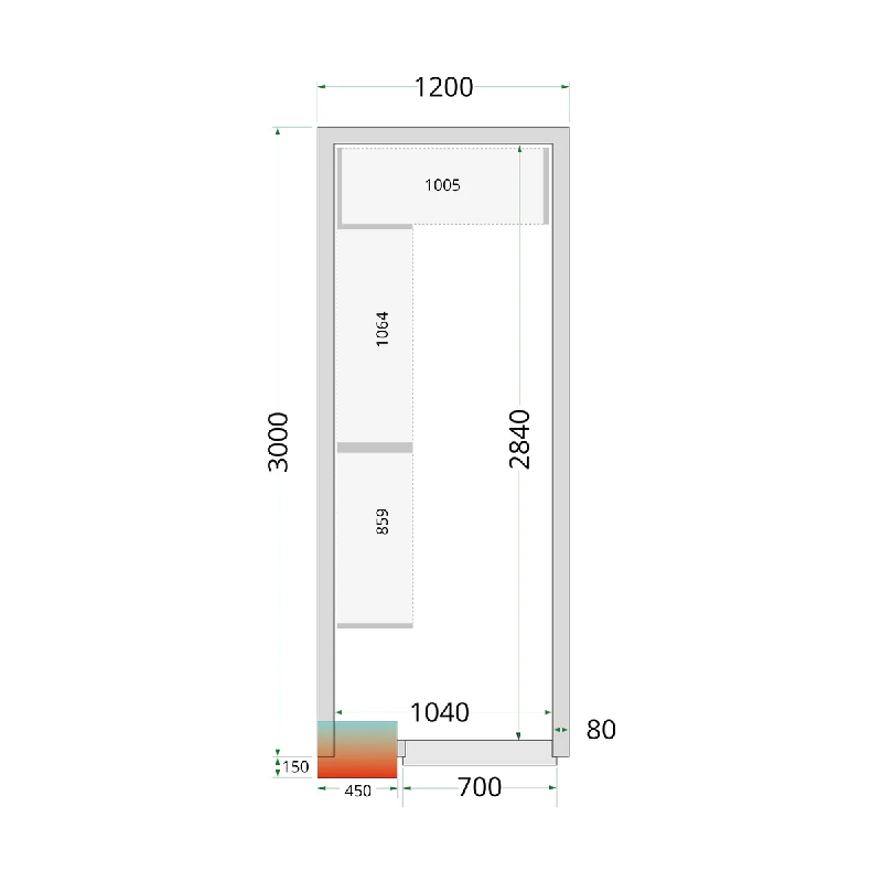 Chambre froide positive CRPF1230 Blanc 1200 x 3000 x 2200 mm TEFCOLD_2