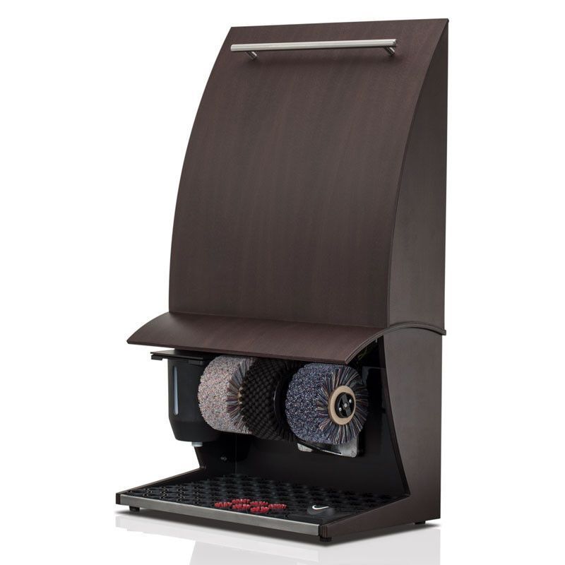 Cireuse à chaussures Nature Plus - Design élégant en bois véritable - Distributeur de cirage 0,75L - Brosses en crin et laine_2