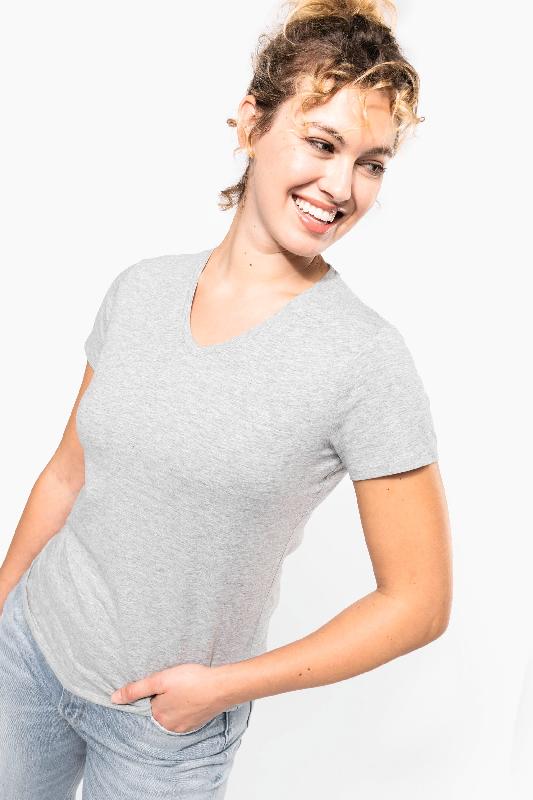 T-shirt col V manches courtes femme - Kariban - Réf: K3015 - Coupe moderne près du corps - 160 g/m²_2